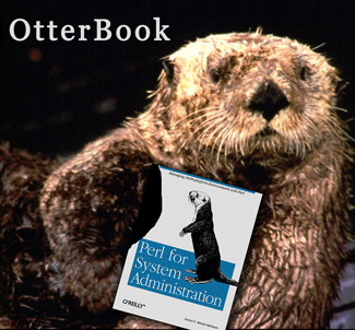 sea otter appearing to hold a Perl for System Administration book